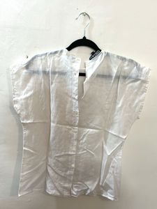 White Cutout Top