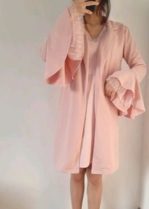 SHEIN Combo Pink Dress &amp; Shrug