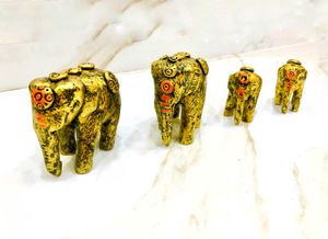 (Combo Set Of 4)Elephants family decor Showpiece