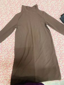 Brown Long Sleeve Mini Dress