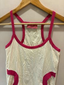 Cute White &amp; Pink Imported Tank Top