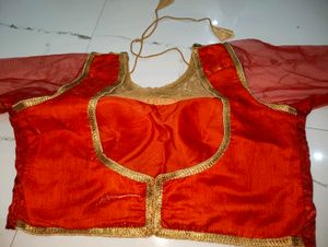 Red &amp; Gold Embellished Blouse