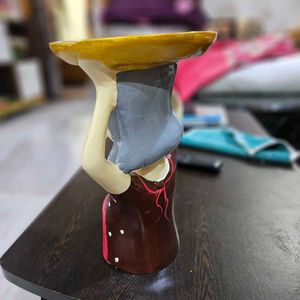 Beautiful Girl Resin Decorative Tray Showpiece