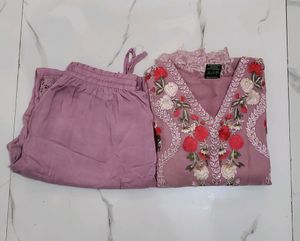 Stitched Pakistani Nude Pink Full Worked Suit