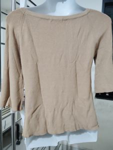 Beige Cold Shoulder Top