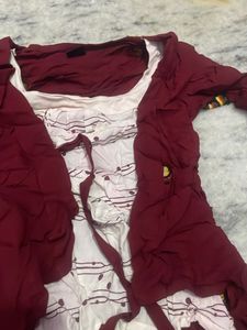 Unique Burgundy &amp; White Dress