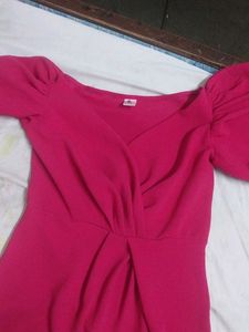 Pink Dress with Ruffle Sleeves