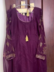 Elegant Wine Embroidered Kurta Set
