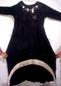 Beautiful Navy Blue Tail Cut Top Set For Girls