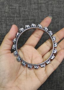 Oxidized Plated Elephant Design Bangles