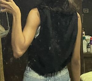 Black Cropped Sweater Vest Top