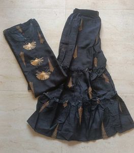 Black &amp; Gold Kurta-Sharara Set