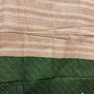 Olive Green PrintedCotton Saree