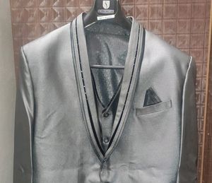3 Piece Silver Grey Suit - Blazer, Vest, Pant.
