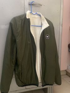 Olive Green Sherpa Lined Jacket