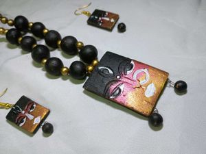 ethnic Terracotta durga Necklace earring jewellery