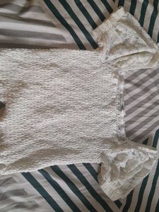White Lace Square Neck Top