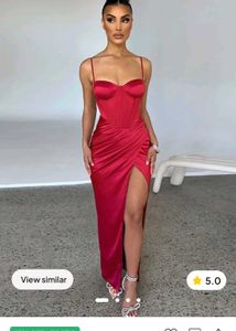 Red Dress With Corset Detailing