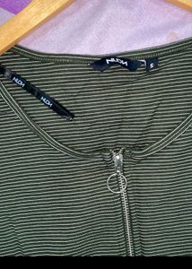 Striped Zip-Front T-Shirt