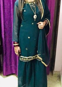 Beautiful Bottle Green Sharara Suit Set