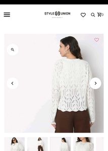 Cream Crochet Knit Sweater Top