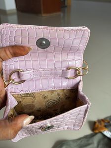 Chic Lilac Croc Embossed Mini Bag w/ Gold Chain