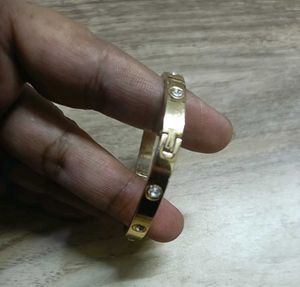 Gold Bangle with Crystal Accents