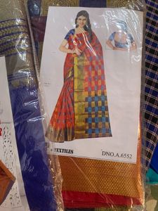 Combo Elegant Red & Gold Patterned Saree