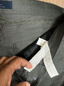 ZARA Man Gray Herringbone Dress Pants - Slim Fit