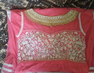 Anarkali Gown with dupatta and bottom pants.