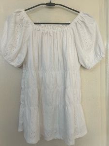 White Eyelet Puff Sleeve Top