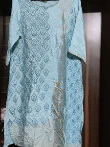 Light Blue Embroidered Kurti