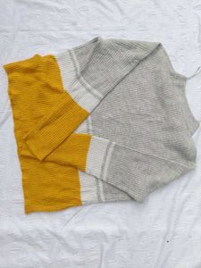 Color Block Knit Pullover Sweater