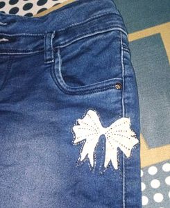 Girls Denim Shorts with Bow Detail