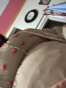 Floral Embroidered Beige Fabric