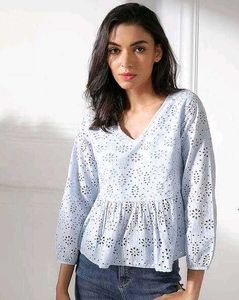 Eyelet Peplum Top