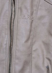 Stylish Beige Faux Leather Jacket