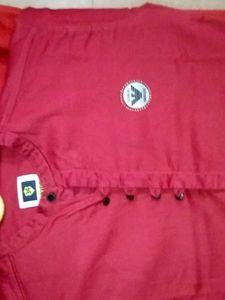 Red Mandarin Collar Shirt