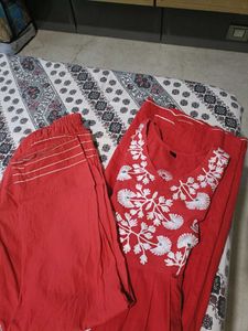 Elegant Red Embroidered Kurta set