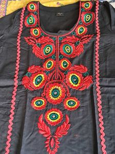 Red and Black Embroidery Kurta