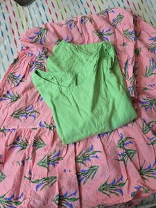 Pink Floral Dress skirt kurti