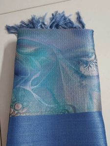 Blue Printed softy saree...