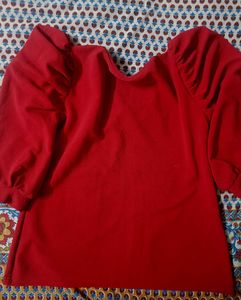 Red Puff Sleeve Top