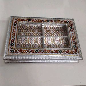 Silver Dryfruit Box With Intricate Carvings