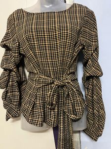 Pintrest Checkered Tie-Waist Top