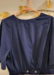 Navy V-Neck Cropped Top