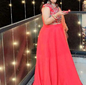 ❤️ Carrot colour off shoulder lahenga 🔥