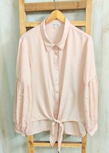 Blush Knot-Front Shirt Si,e-46
