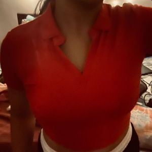 Outryt Red Polo Crop Top - XS