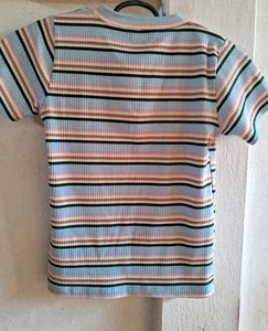 Ribbed Striped Crop Top - Size S